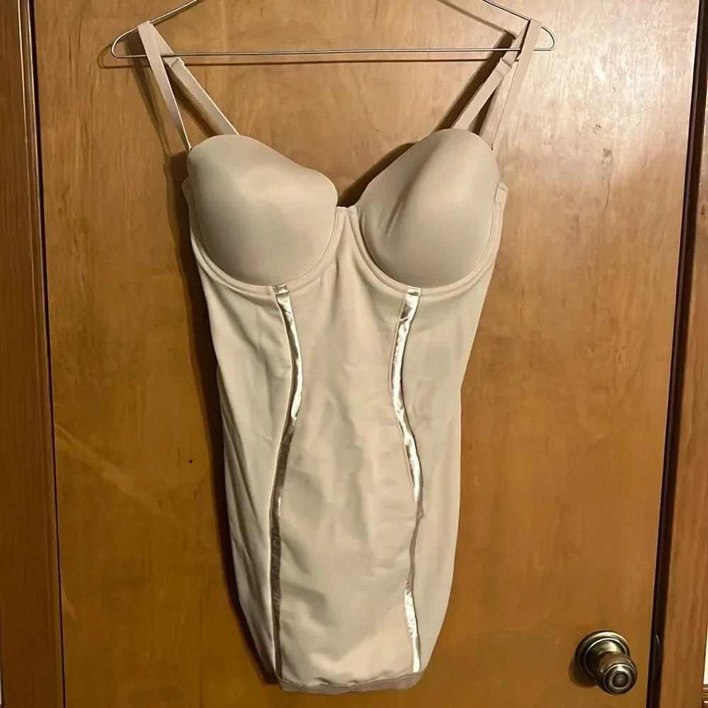 Flexees Tan Shapewear Bodysuit with Molded Cups